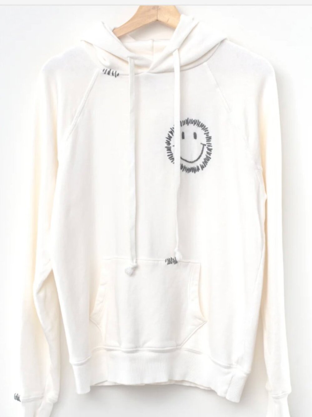 I Stole My Boyfriend's Shirt White "Happy Hoodie" Smiley Face - Size M